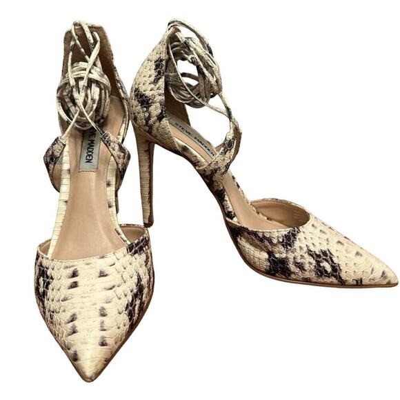 Steve Madden "Raela" Lace Up Pumps In Snakeskin Size 8 - Picture 2 of 8